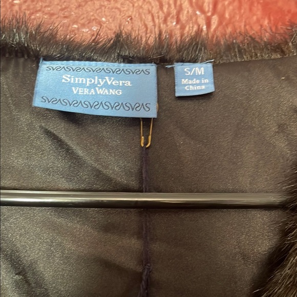 Vera Wang Black Faux Fur Vest with Belt - Picture 3 of 3